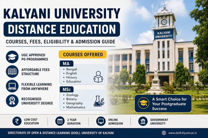 Kalyani University Distance Education courses fees admission process and eligibility for MA and MSc programmes